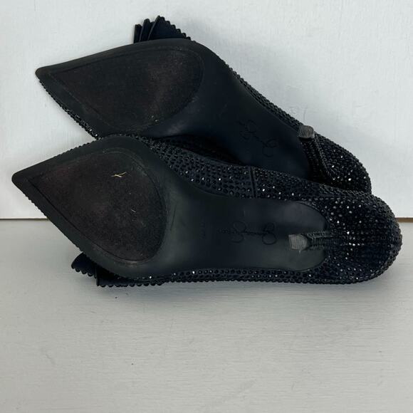 Jessica Simpson Heels Women's Size 8M Black Raynne Sequin Pump Bow Accent - Picture 13 of 14